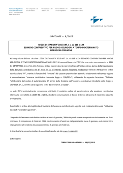 CIRCOLARE n. 9 / 2015 - consulenza del Lavoro Terrazzini