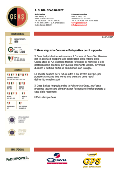 Il Geas ringrazia Comune e Polisportiva per il supporto