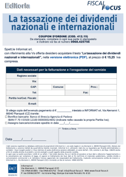 COUPON GUIDA La tassazione dei dividendi nazionali e