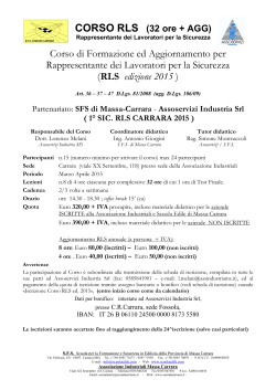 Programma e scheda iscrizione 1° Corso RLS 2015