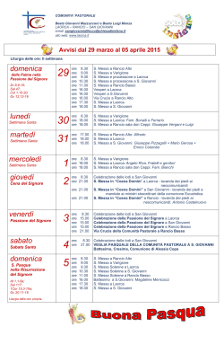 Calendario 29 marzo - 5 aprile 2015