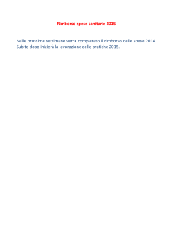 Rimborso spese sanitarie 2015 Nelle prossime settimane