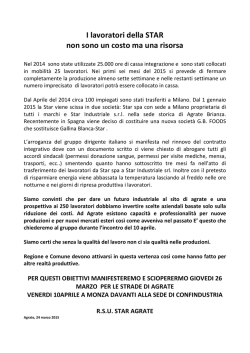 I lavoratori della STAR non sono un costo ma una