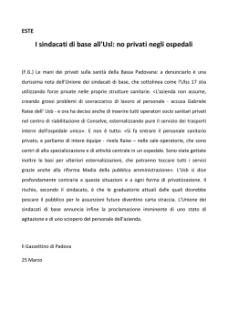 I sindacati di base all`Usl: no privati negli ospedali