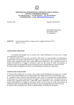 Comunicazioni relative ai campi scuola e viaggi di istruzione 2015