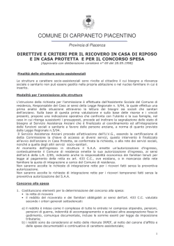 Direttive e criteri per il ricovero in casa di riposo e in casa protetta e