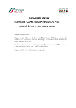 Sciopero FS Italiane in Sicilia: adesione al 7,6%