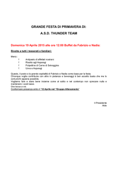 GRANDE FESTA DI PRIMAVERA DI: A.S.D. THUNDER TEAM