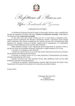 Prefettura di Piacenza - comunicato 25.03.2015
