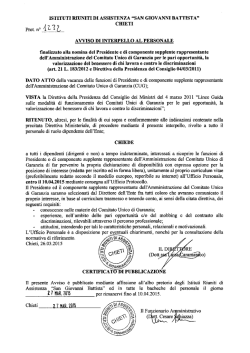 avviso di interpello al personale finalizzato alla nomina del