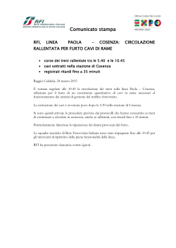 Linea Paola – Cosenza: circolazione rallentata per furto
