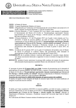 IL RETTORE VISTO lo Statuto di Ateneo; VISTO il vigente