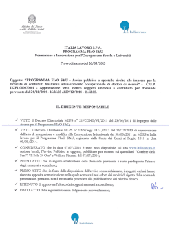 Graduatoria delle domande ammesse e finanziabili