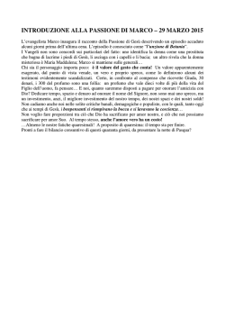 introduzione alla passione di marco &ndash; 29 marzo 2015