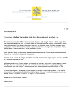 Comunicato della Sala Stampa della Santa Sede: Solidarietà con le