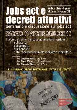 I decreti attuativi del Jobs act e le loro ricadute - sul