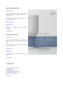 Hidra: Listino Prezzi 2015 EXCEL Gentile Cliente, come da