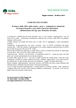 comunicato stampa - CISL Reggio Calabria