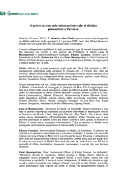 Il primo nuovo volo intercontinentale di Alitalia