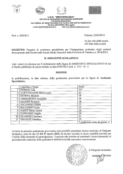 Graduatoria provvisoria per il reclutamento della figura di Assistente