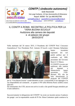IL CONITP A ROMA INCONTRA LA POLITICA PER LA