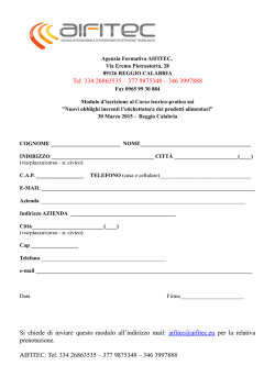 Modulo d`iscrizione al Quinto Seminario Nazionale