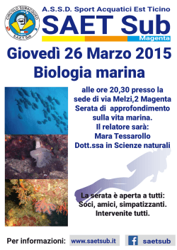 Giovedì 26 Marzo 2015 Biologia marina