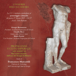 I Venerd&igrave; dell`Accademia: "Propaganda e culto imperiale ad Asisium"