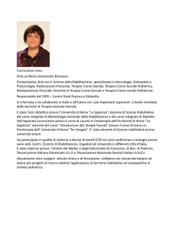 Curriculum vitae Dott.sa Maria Antonietta Bonanno Fisioterapista
