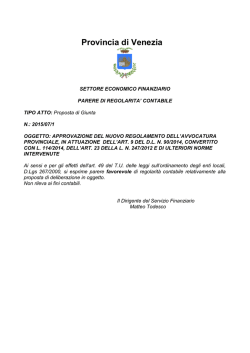 In base alla considerazione degli elementi al momento disponibili