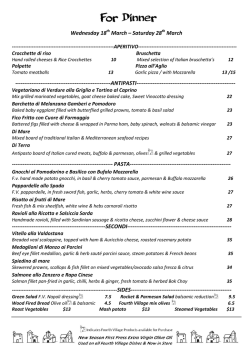 Dinner Menu - Fourth Village Providore