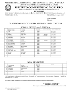 Graduatoria provvisoria alunni in lista d`attesa scuola infanzia a.s.
