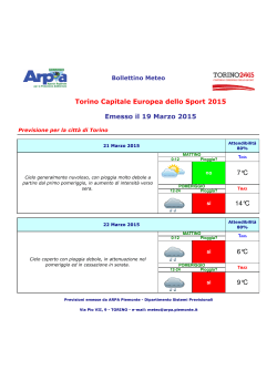 9°C 6°C 14°C 7°C Torino Capitale Europea dello Sport 2015