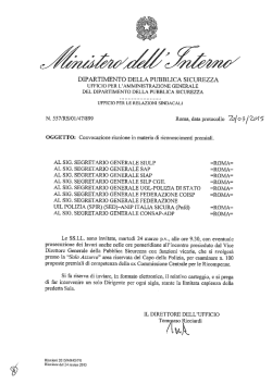 DIPARTIMENTO DELLA PUBBLICA SICUREZZA UFFICIO PER L
