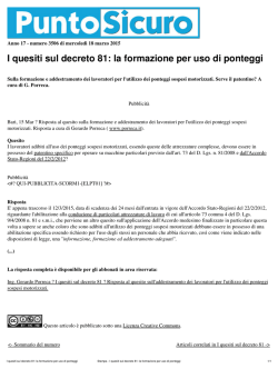 I quesiti sul decreto 81: la formazione per uso di