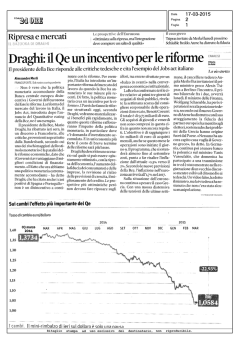Draghi: il QE un incentivo per le riforme