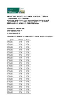 infopoint aperto presso la sede del coprodi - Co.pro.di