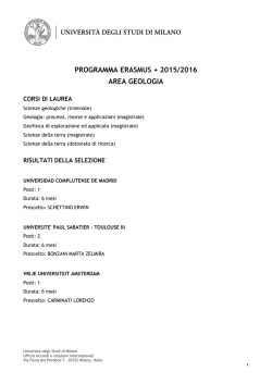 Graduatoria Erasmus Area Geologia 2015/16