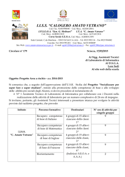 Circolare n. 179 del 17-03-2015 Progetto Area a Rischio
