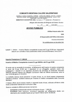 Scarica Avviso - Comunità Montana Calore Salernitano