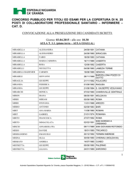GIORNO 3.4.15 ORE 10.30 - Ospedale Niguarda Cà Granda
