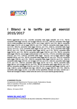 I bilanci e le tariffe - La Gazzetta degli Enti Locali
