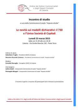 Incontro di studio Le novit&agrave; sui modelli dichiarativi: il 730 e l`Unico