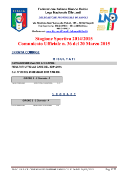 Stagione Sportiva 2014/2015 Comunicato Ufficiale n. 36 del 20
