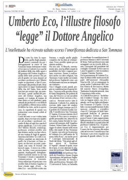 Umberto Eco, l`illustre filosofo "legge" il Dottore Angelico