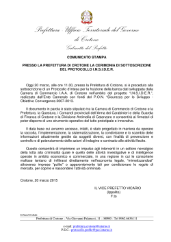 Prefettura di Crotone - comunicato 20.03.2015