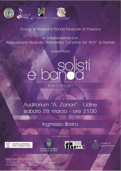 28 marzo all`auditorium "a. zanon" di udine: "solisti e banda live