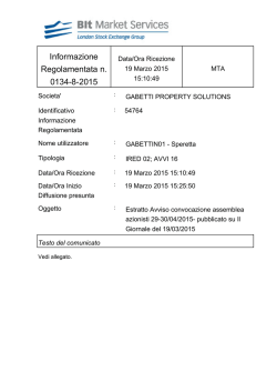 Informazione Regolamentata n. 0134-8-2015 - eMarket Storage