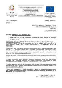Indetto dall`O.S. SAESE (Sindacato Autonomo Europeo Scuola ed