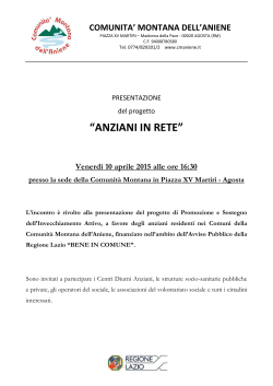 Locandina BENE in COMUNE CM Aniene 10 aprile 2015